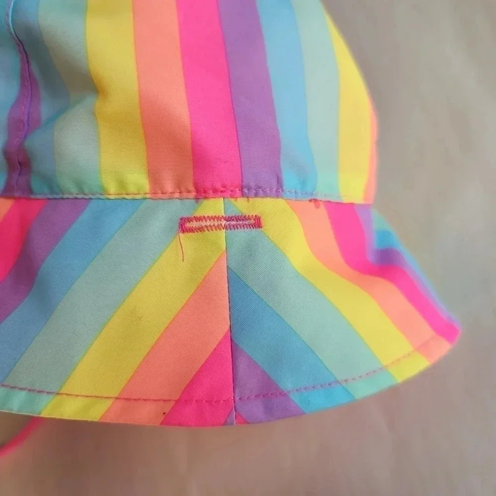 Wonder Nation Reversible Pink Stripe Swim Cap Strapped Girls OS Neon